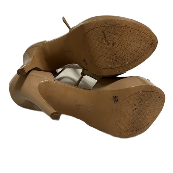 Women’s JESSICA SIMPSON, T-Strap, Open Toe Heels, Tan, Size 8M/38.5 - Picture 3 of 5